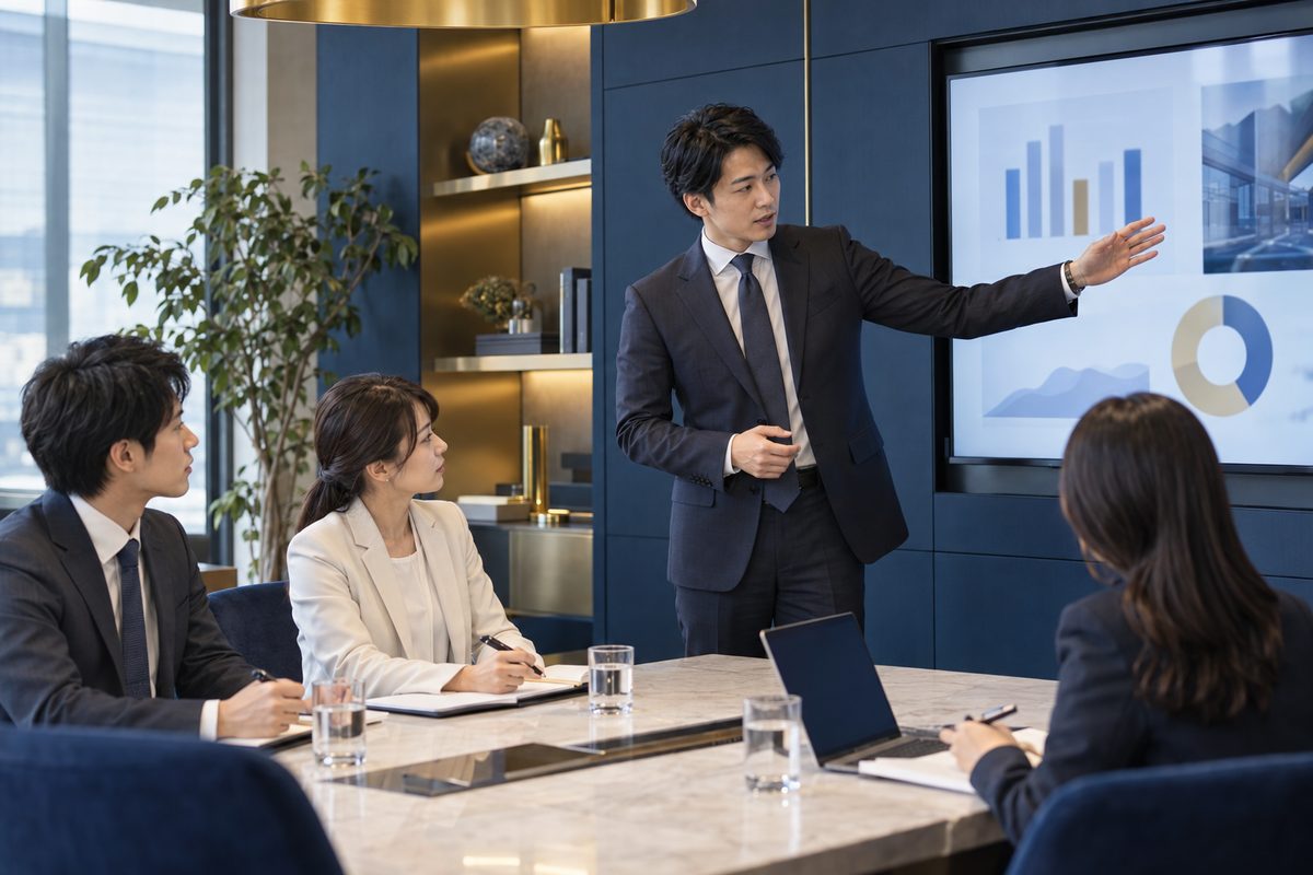 企業のご担当者さまへ広告運用をレクチャーする様子